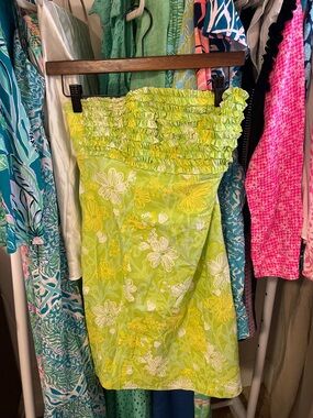 Lilly Pulitzer Lime Floral Smocked Mini Dress